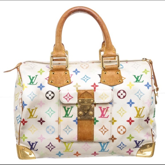 Louis Vuitton White Multicolor Monogram Speedy 30 - Picture 1 of 8
